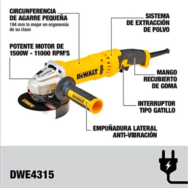 DEWALT MINI PULIDORA INDUSTRIAL 4-1/2" 1500 W. 11.000RPM - Image 3