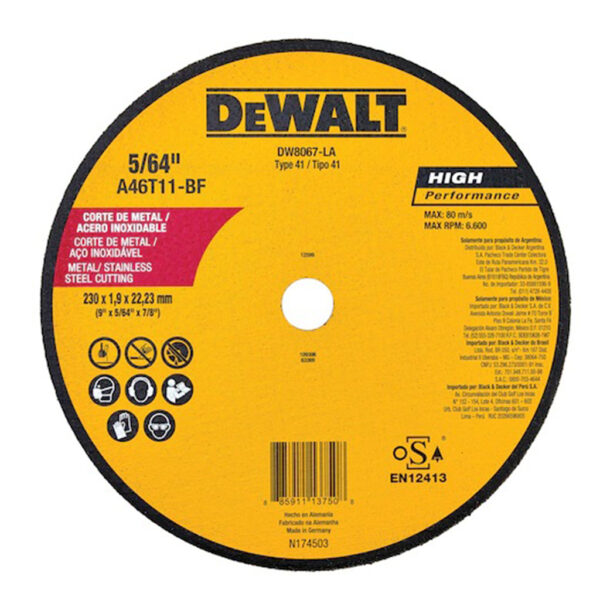 DEWALT DISCO CORTE METAL FINO 9" X 0.078 DW8067