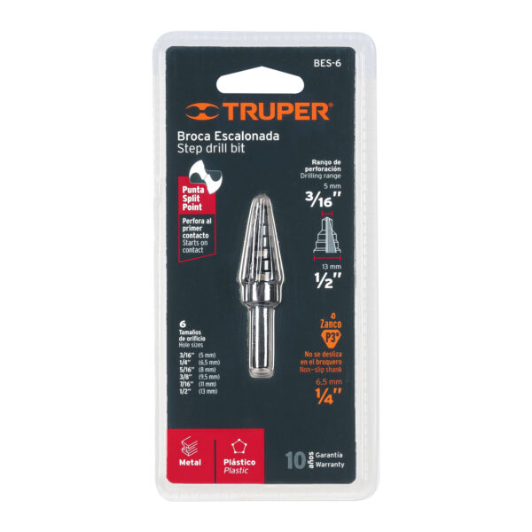 TRUPER BROCA ESCALONADA E-6 L60MM 1/4" RP 3/16" - 1/2" - Image 4