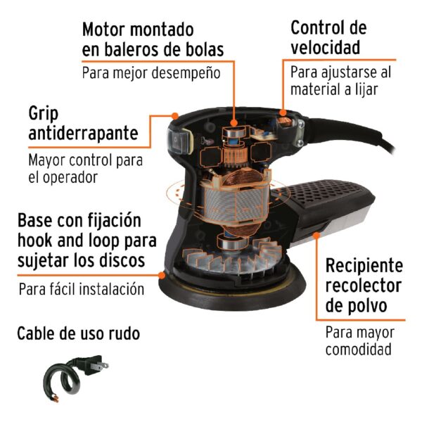 TRUPER LIJADORA ROTO-ORBITAL 5" 260 WATSS PROFESIONAL - Image 2