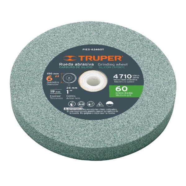 TRUPER RUEDA ESMERIL 6X1 CV60 VERDE - CARBURO DE SILICIO