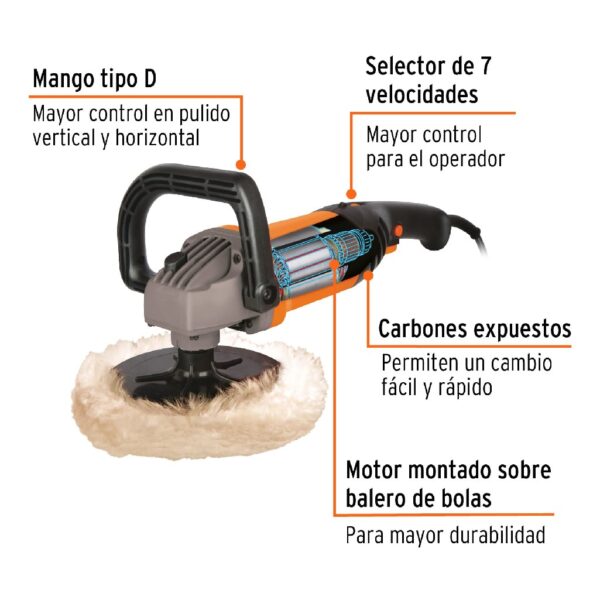 TRUPER POLICHADORA PROFESIONAL 7" VEL/VARIABLE 1.200 WATTS - Image 2
