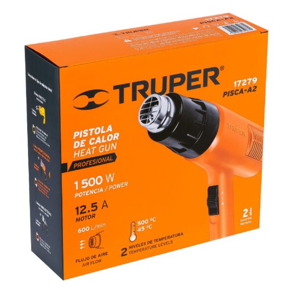 TRUPER PISTOLA DE CALOR PROFESIONAL 1.500 WATTS. 500/600L/MIN - Image 3