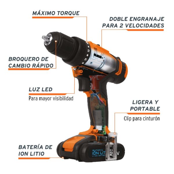 TRUPER TALADRO INALAMBRICO 1/2" 20V VVR 2 VEL. - Image 2