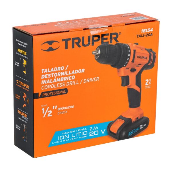 TRUPER TALADRO INALAMBRICO 1/2" 20V VVR 2 VEL. - Image 3
