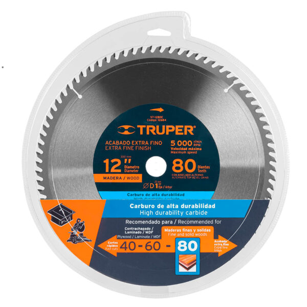 TRUPER DISCO MADERA P/SIERRA ACOLILLADORA 12" EJE 1" 80 DIENTES - Image 4